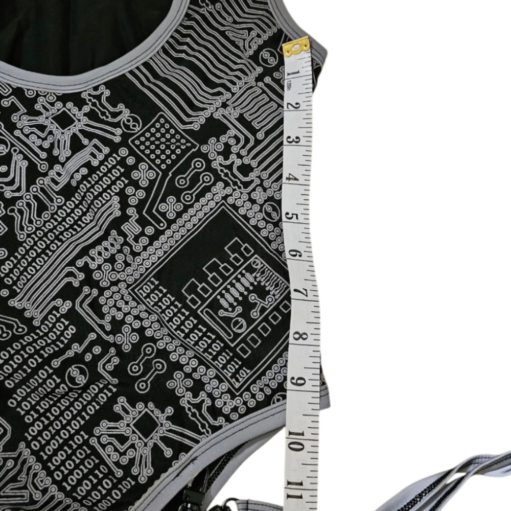 Awesome Reflective Circuit Rave Dance Wear Bodysuit With Leg Straps & Belt - Picture 7 of 14